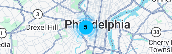 Screenshot showing a blue circle with radial lines